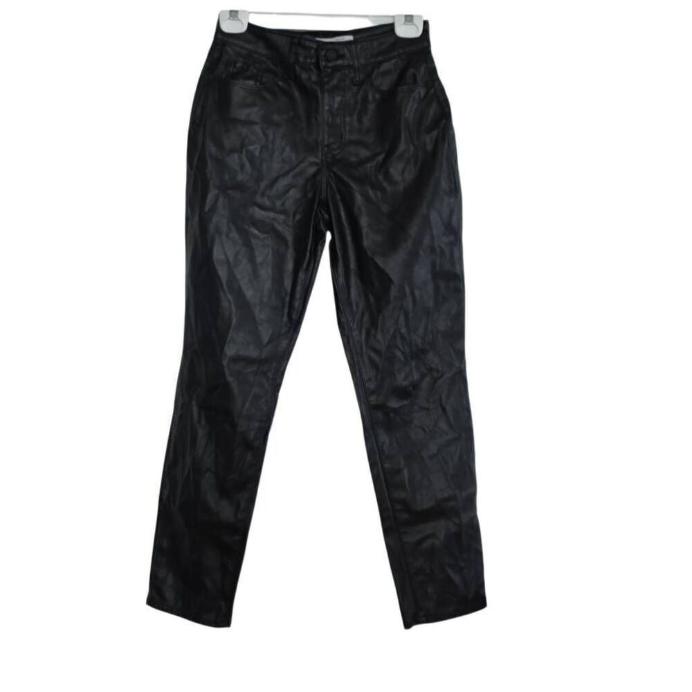 Old Navy Women's Size 2 Black High Rise O.G. Straight Faux Leather Pants